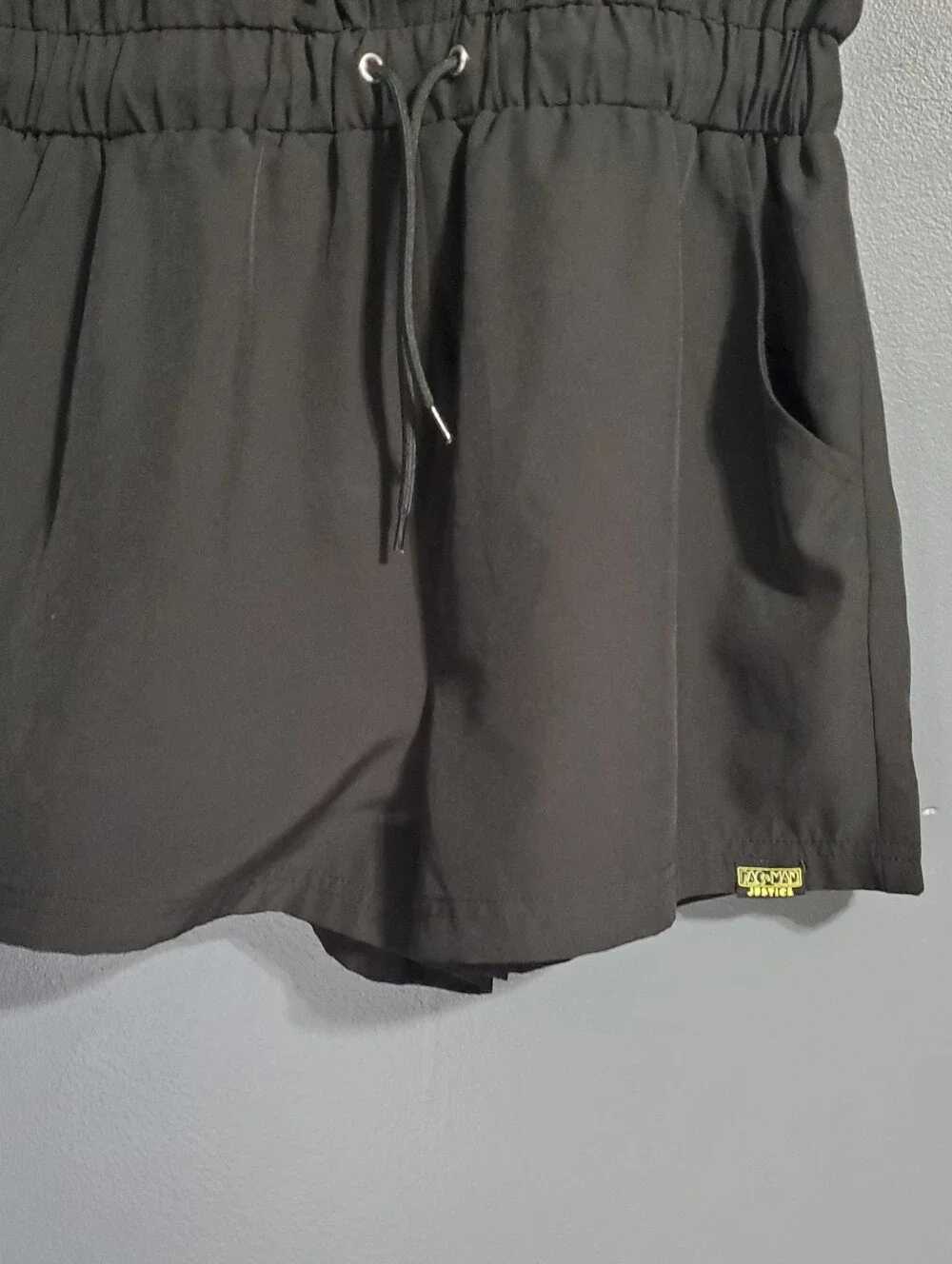 Justice Pac Man Black Sleeveless Zip Romper with Yellow Accents Girl's Size XL